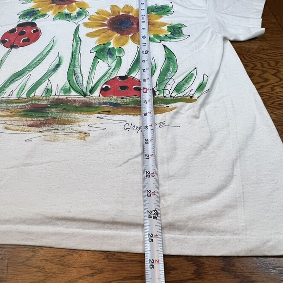 VTG Hand painted Sunflower Lady Bug Single Stitch Shirt and Shorts Set One Size - Picture 7 of 13